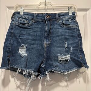 True Craft Distressed Dark Blue Denim Jean Shorts size 5